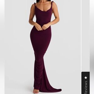 Elegant Plum Maxi Dress with Cowl Neck